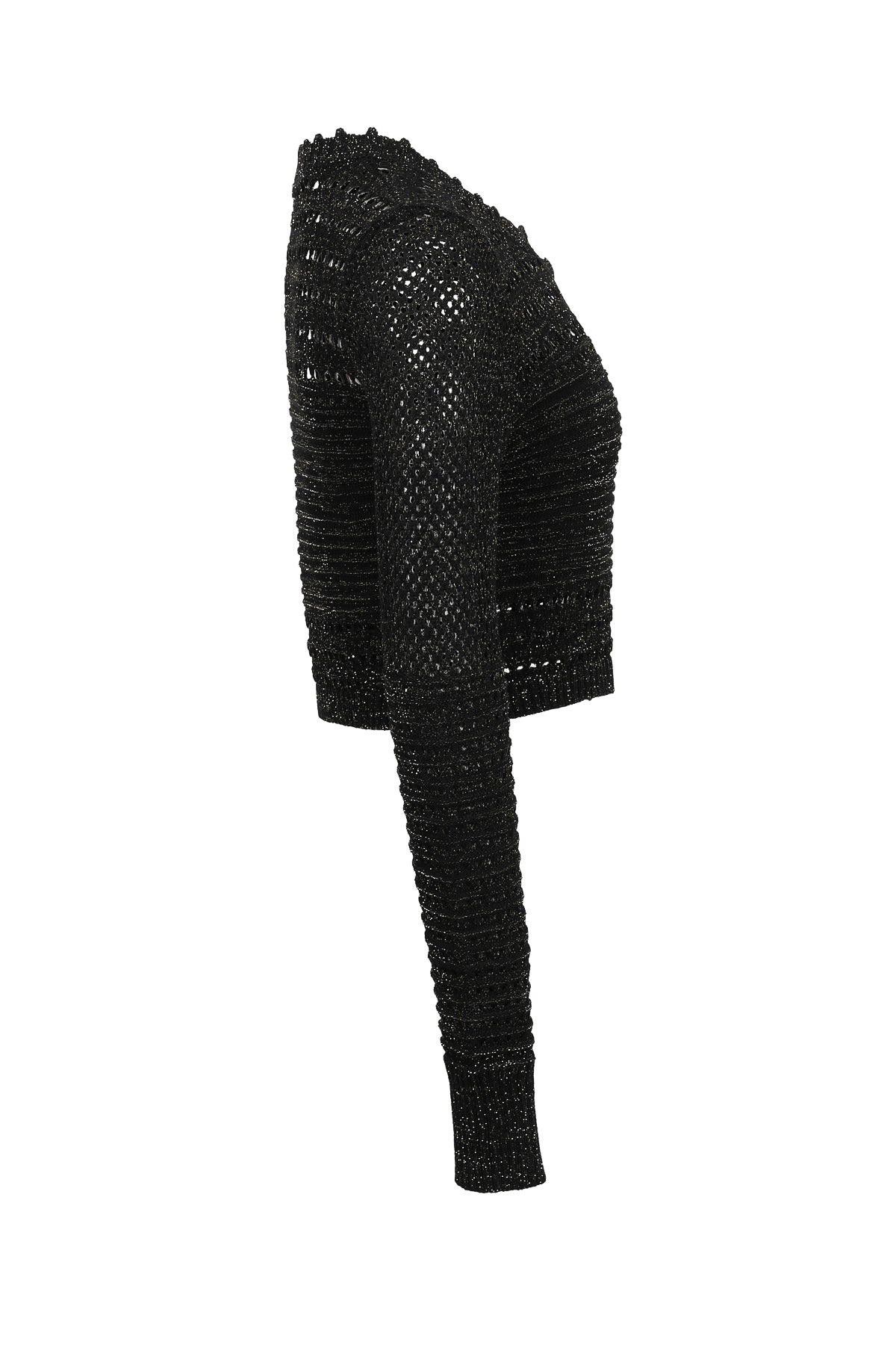 Crochet Lurex Knit Cardigan