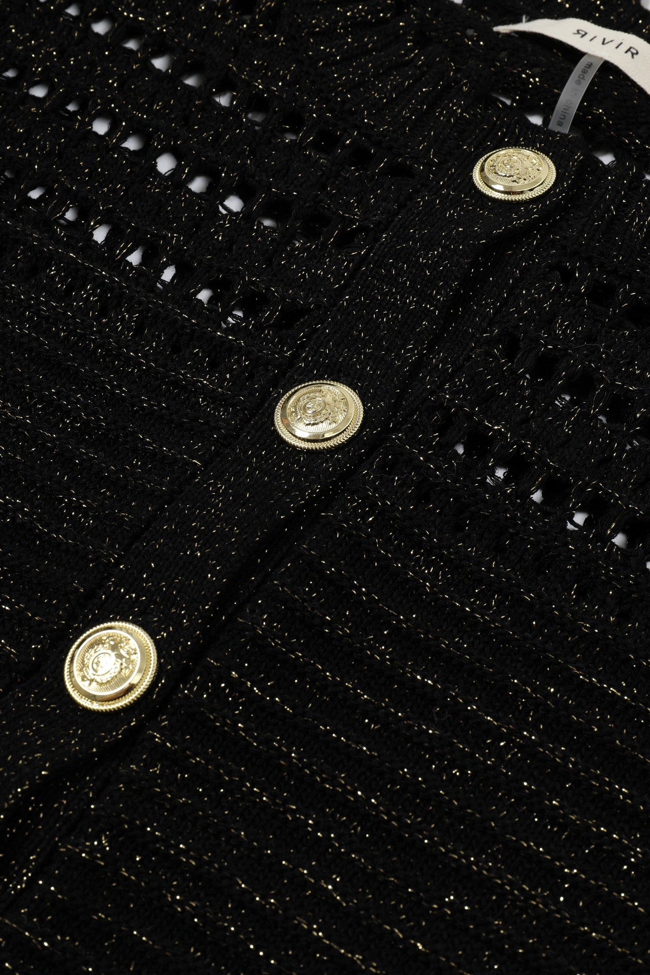 Crochet Lurex Knit Cardigan