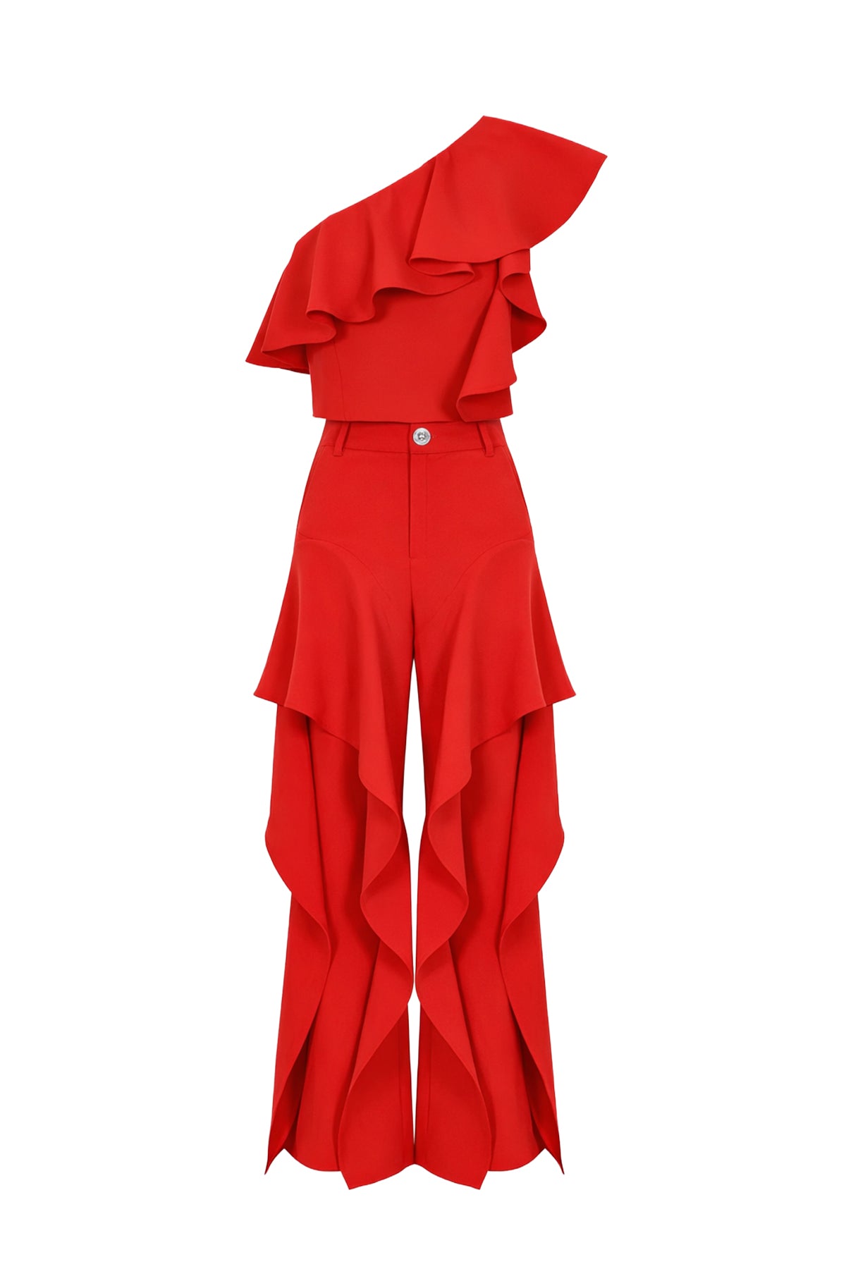 Colette One Shoulder Ruffle Woven Top
