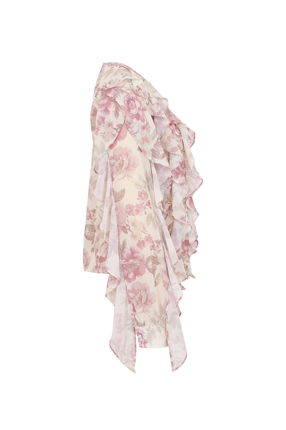 Blush Reverie Ruffle Printed Chiffon Blouse