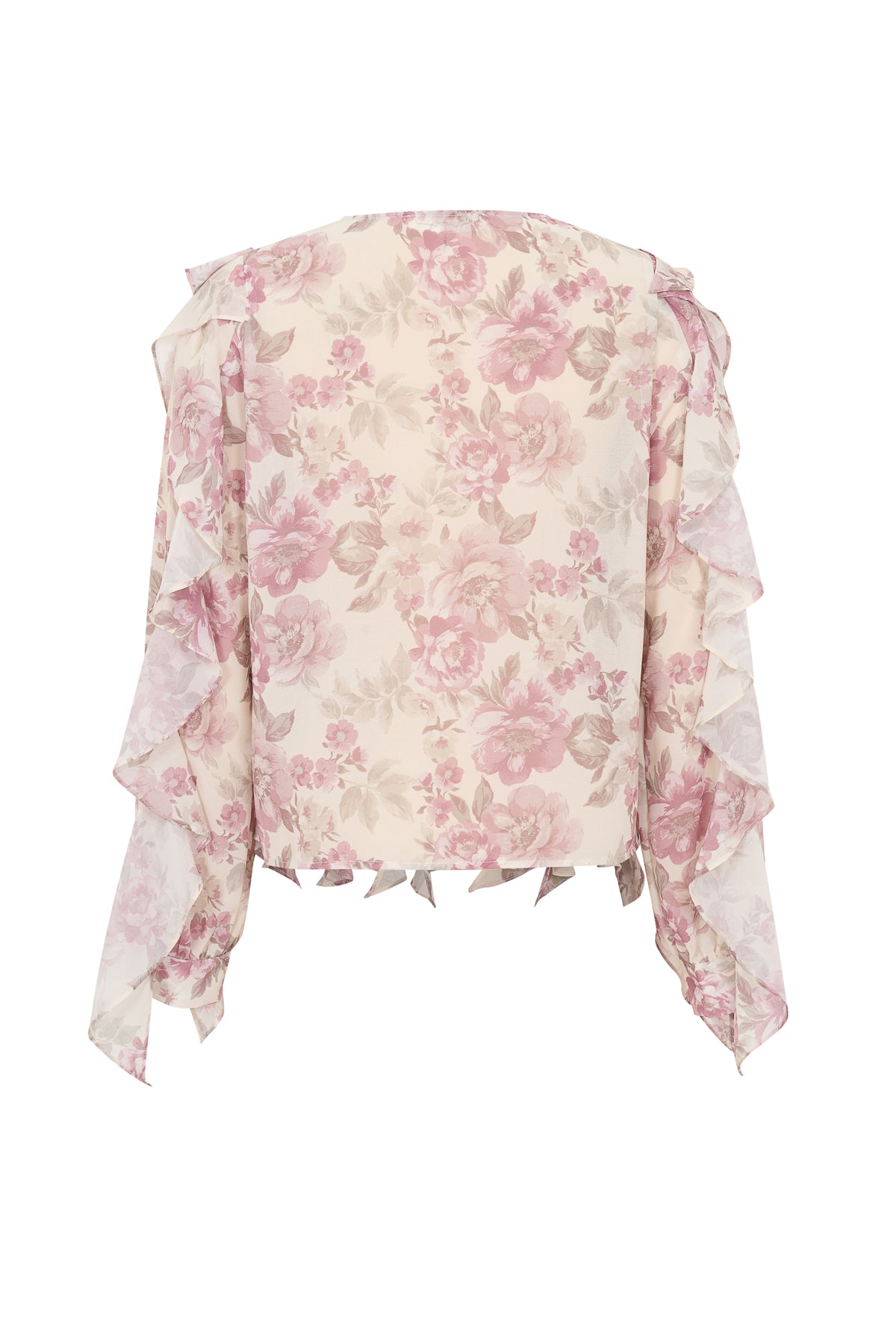 Blush Reverie Ruffle Printed Chiffon Blouse
