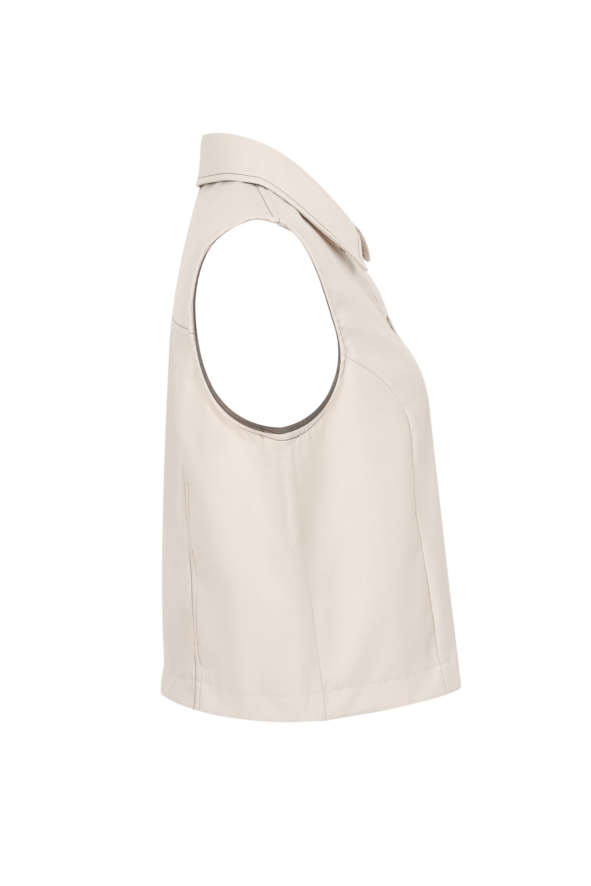 The Isometric Collared Woven Sleeveless Top Contrast Stitch