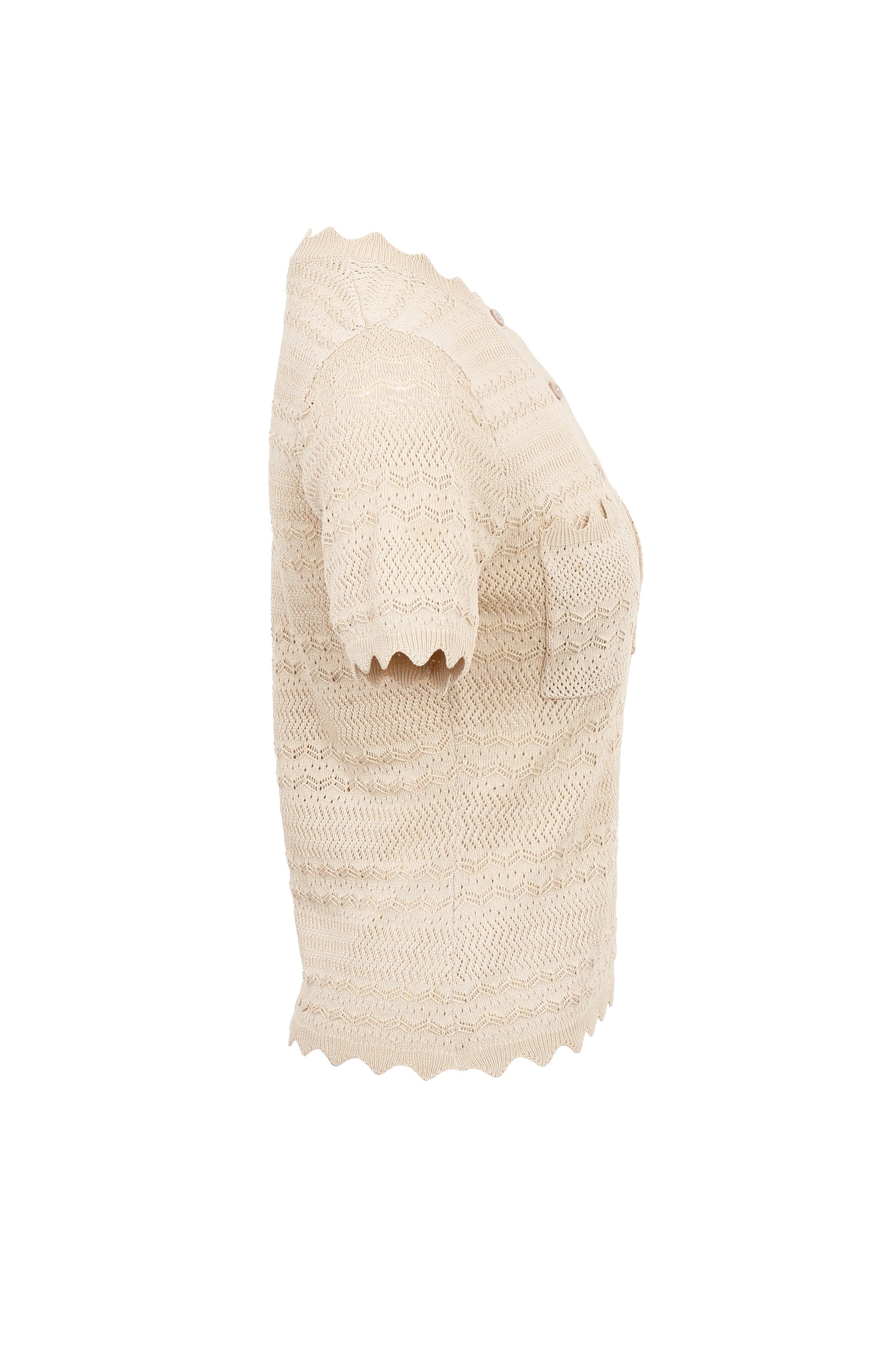 Pointelle Knit Short Sleeve Top