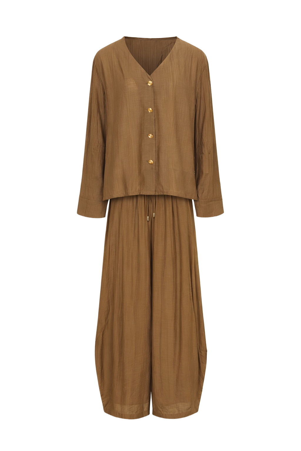 The Ember V-Neck Woven Long Sleeve Top