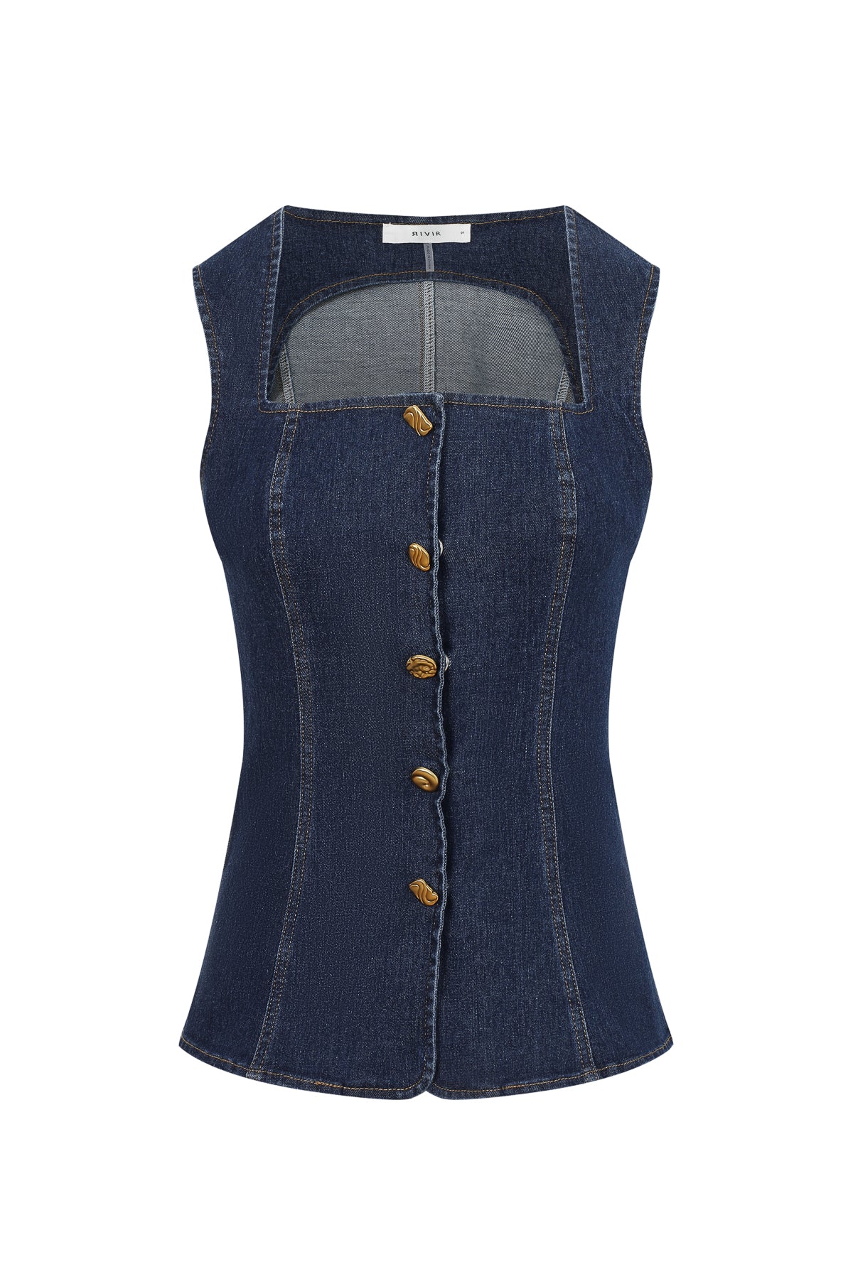 Sleeveless Buttoned Denim top