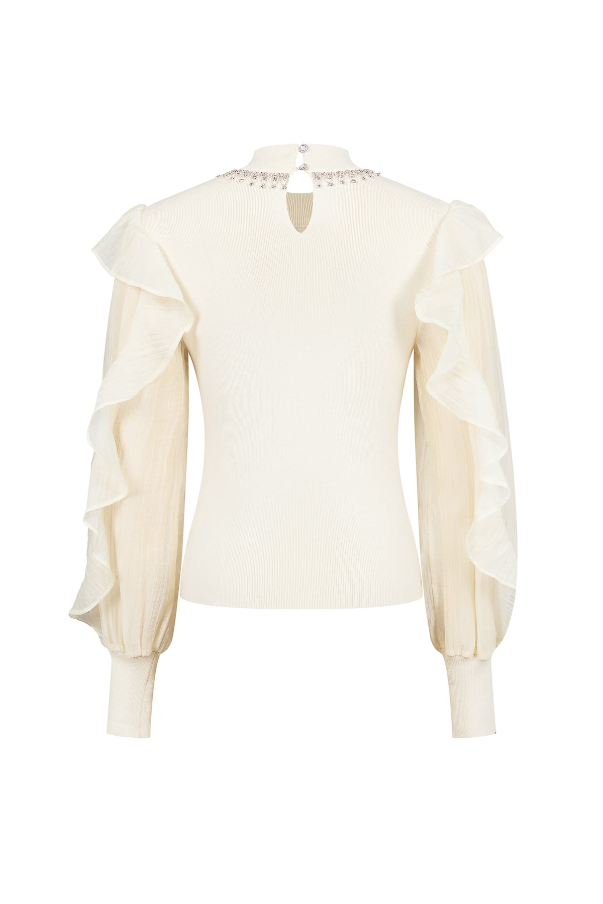 Embellished Woven Mix Sweater