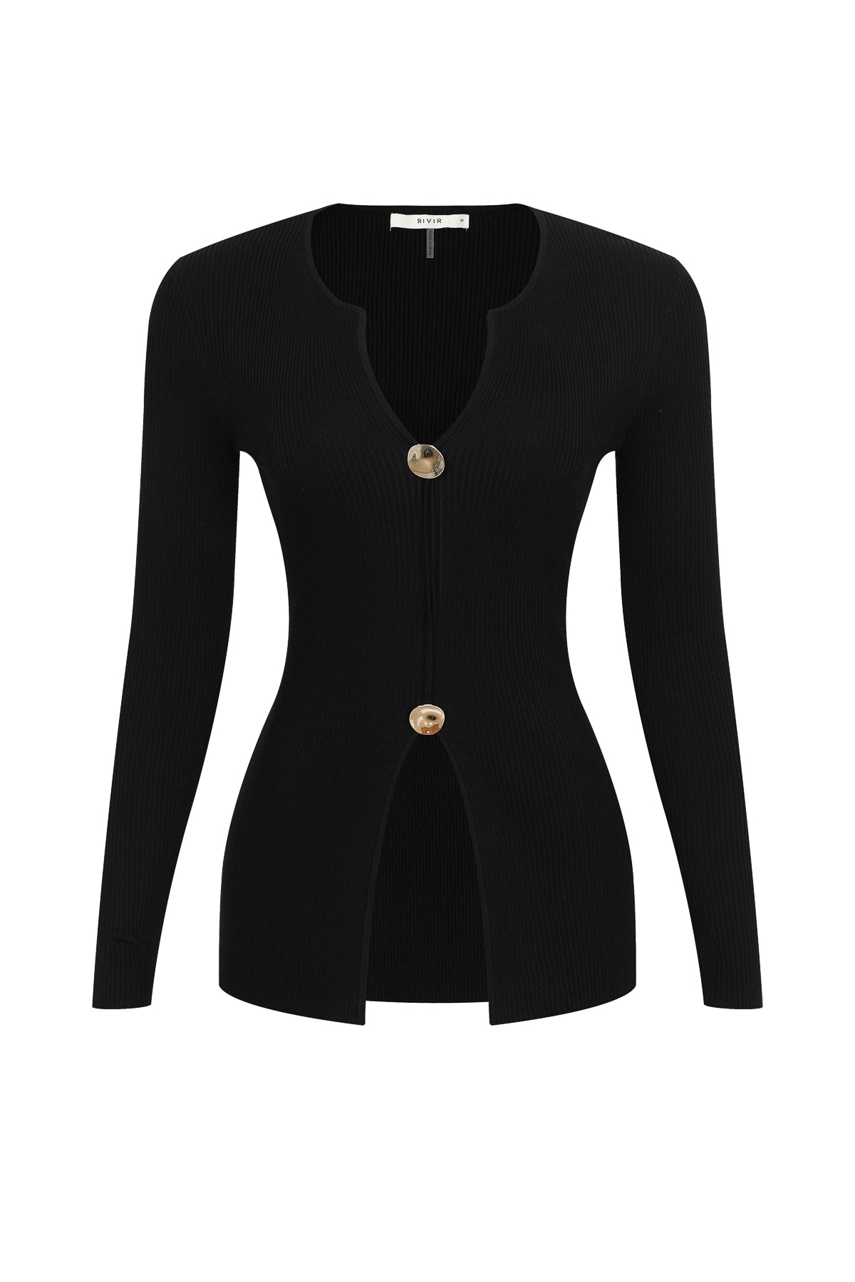 Velare Knit Long Sleeve Top With Unique Buttons