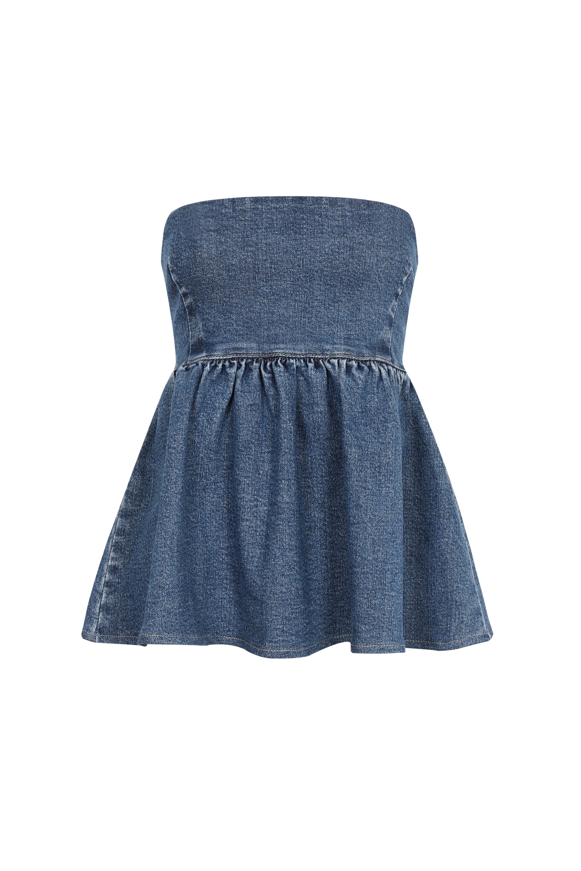 Nyla Strapless Denim Peplum Top