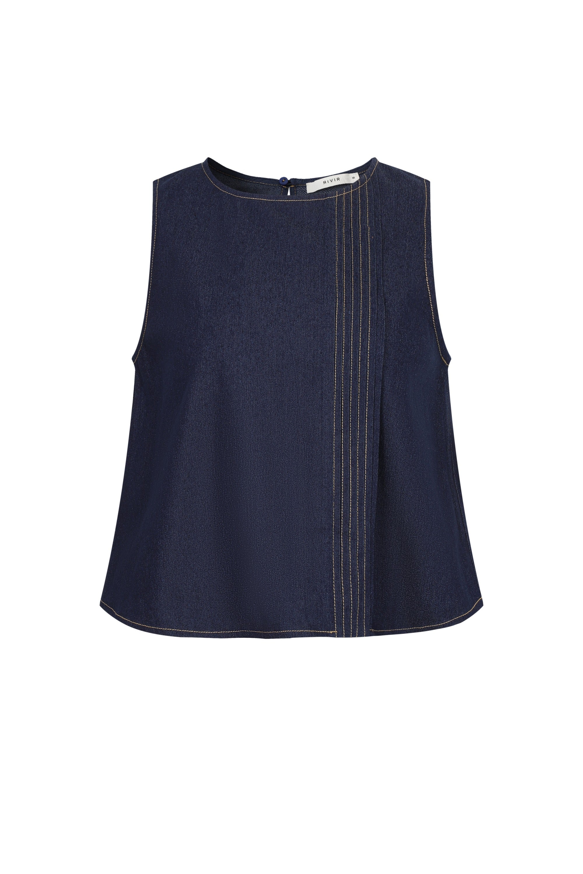 Architect Pintuck Denim Sleeveless Top