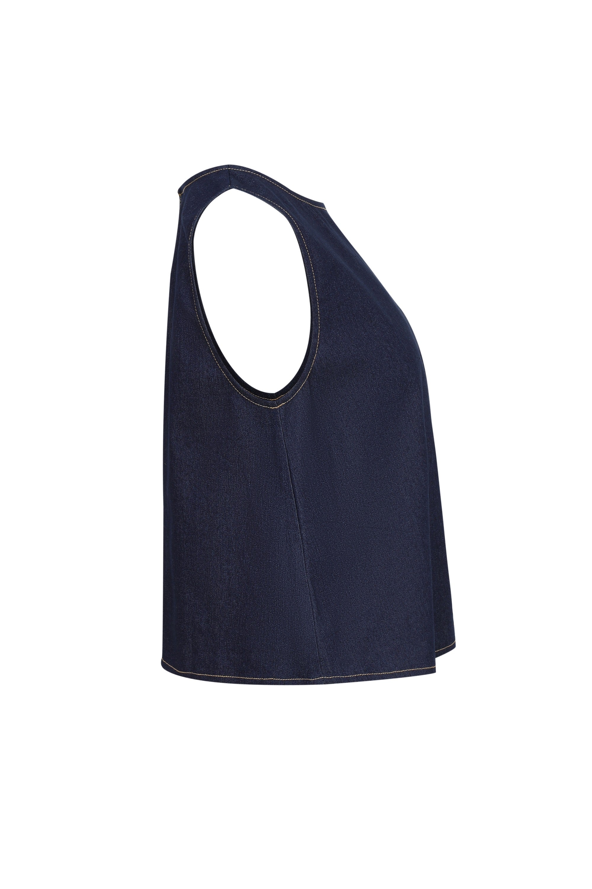 Architect Pintuck Denim Sleeveless Top