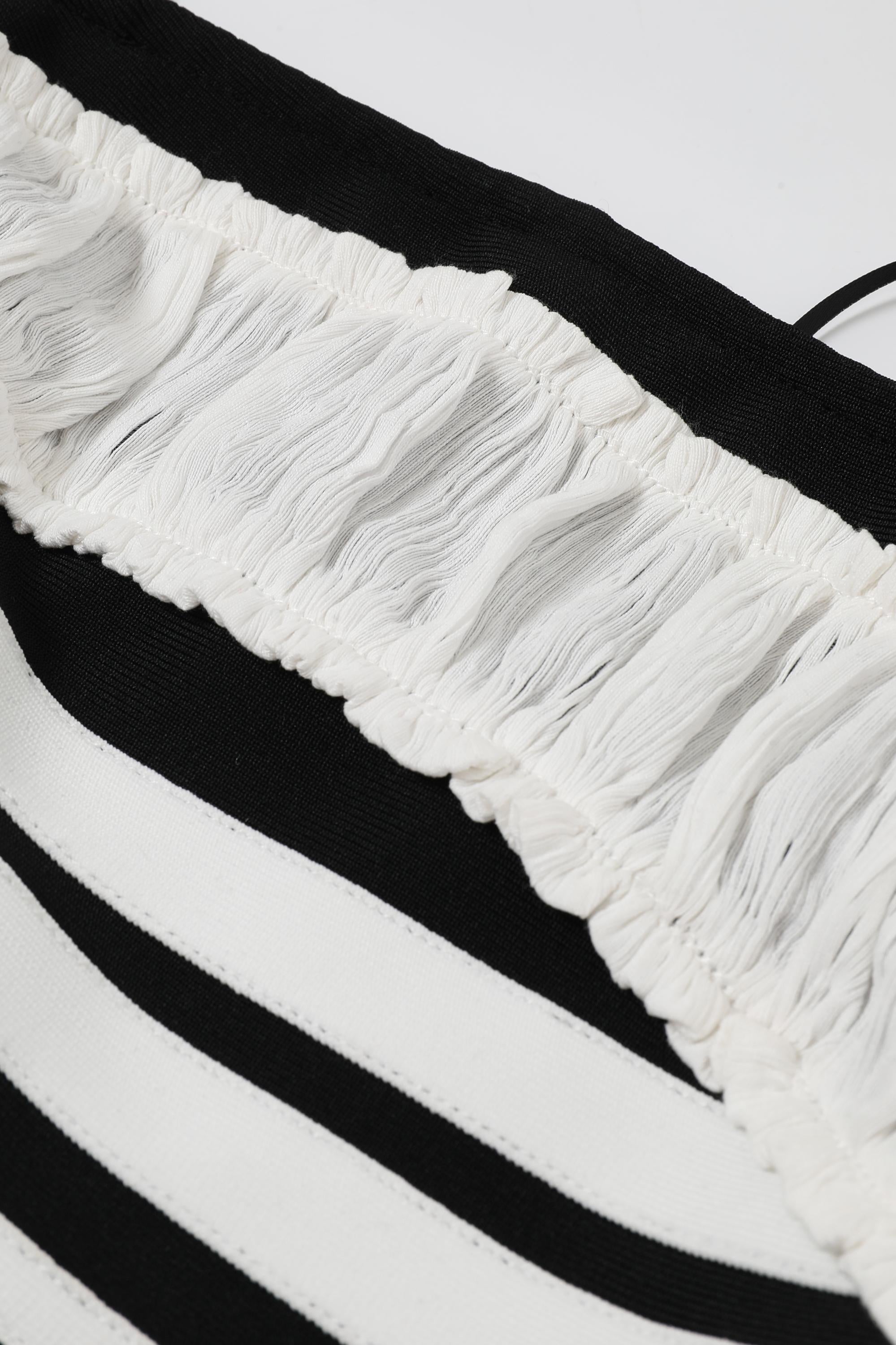 Valentina Sculpted Corset Bandage Stripe Peplum Top