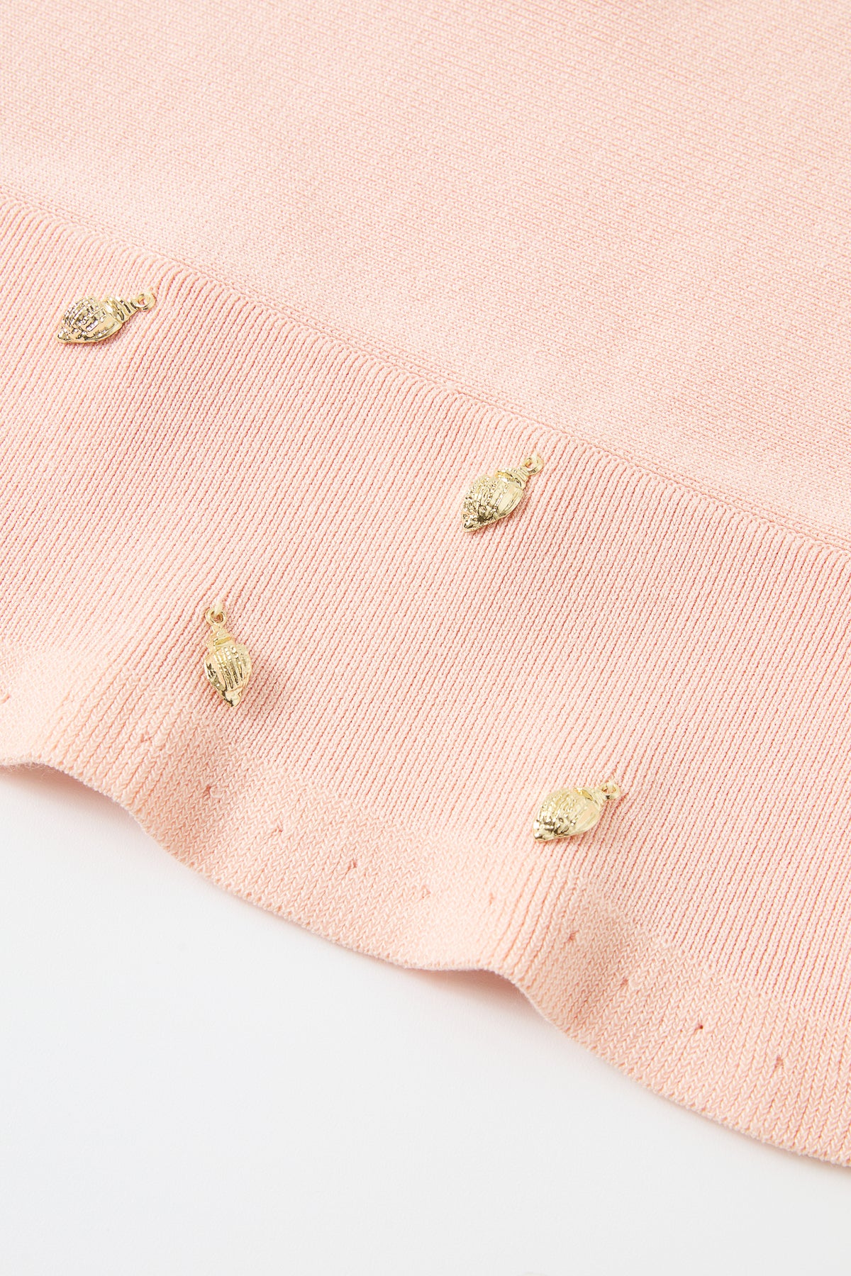 Knit Sleeveless Seashell Embellished Top