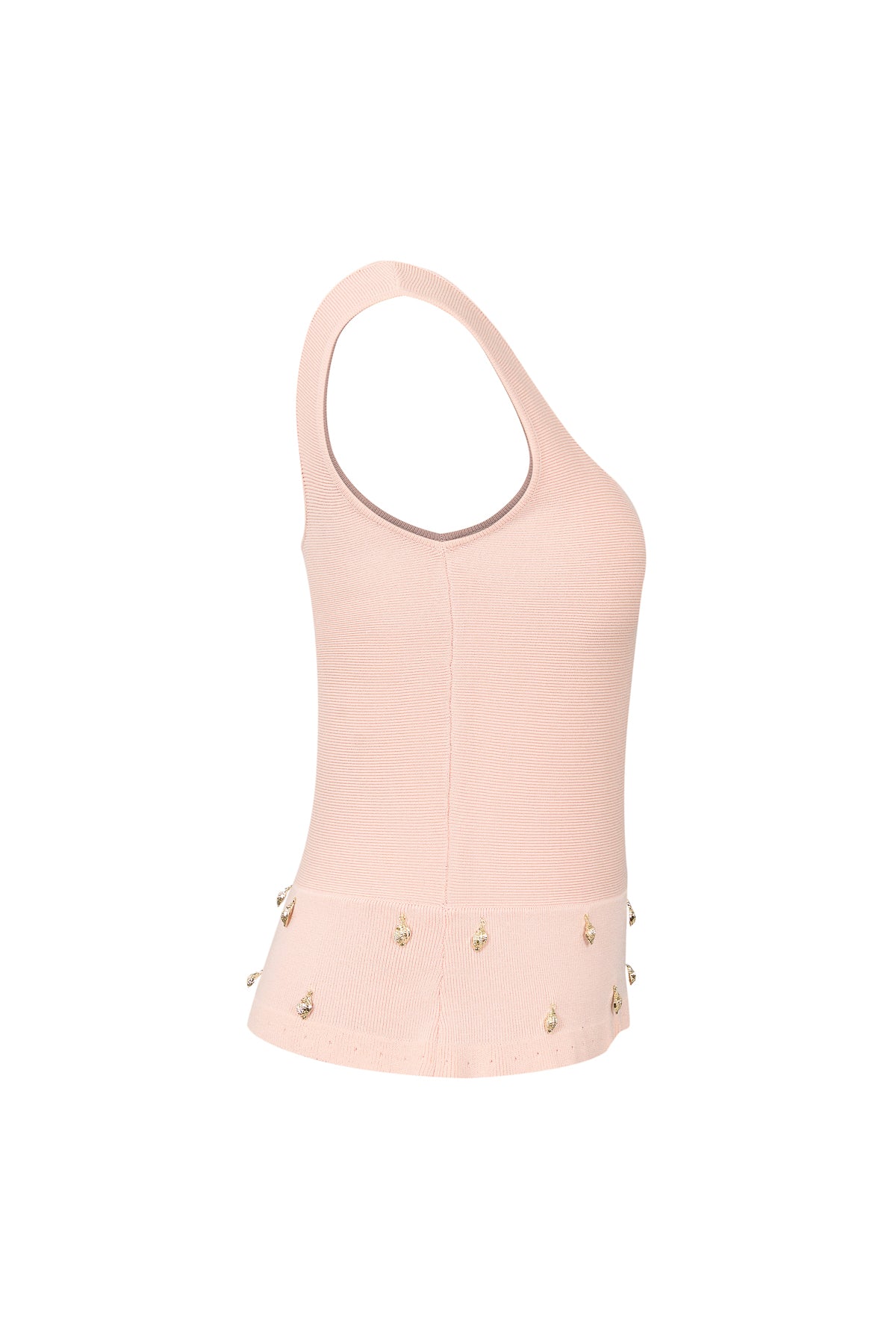Knit Sleeveless Seashell Embellished Top