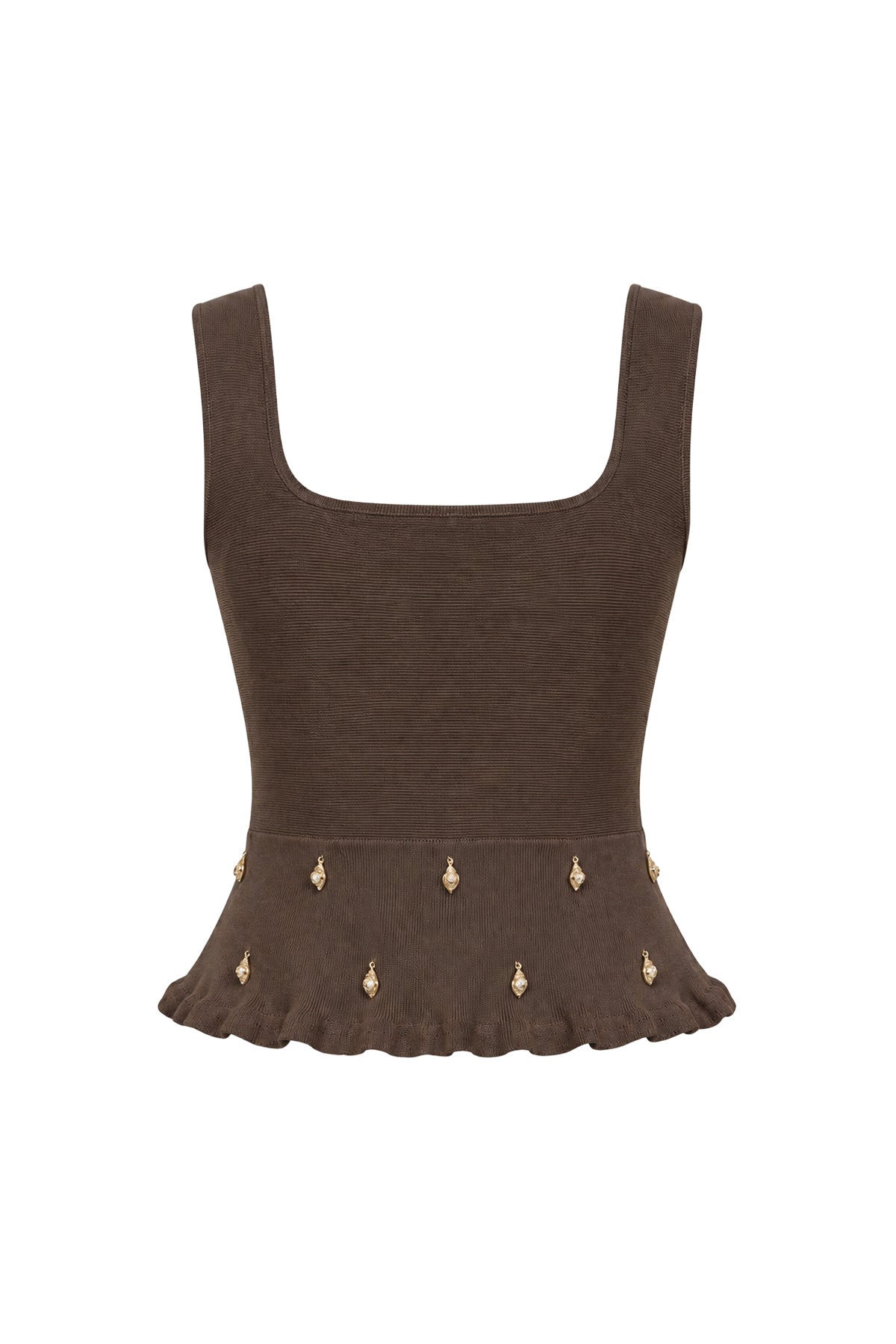 Knit Sleeveless Seashell Embellished Top