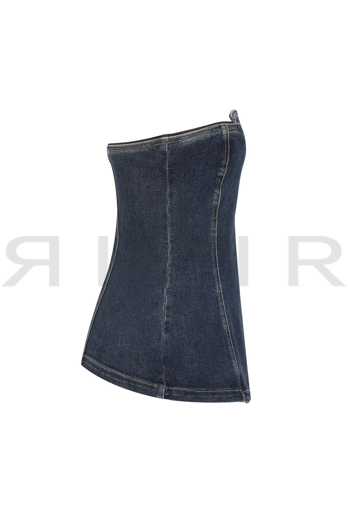 Faux Wrap Front Denim Tube Top