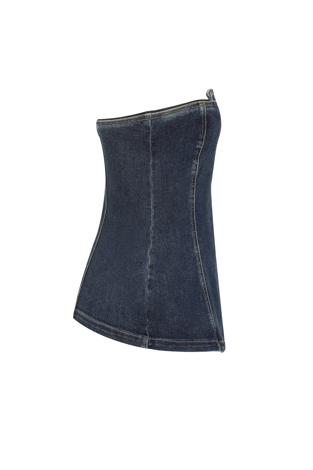 Faux Wrap Front Denim Tube Top