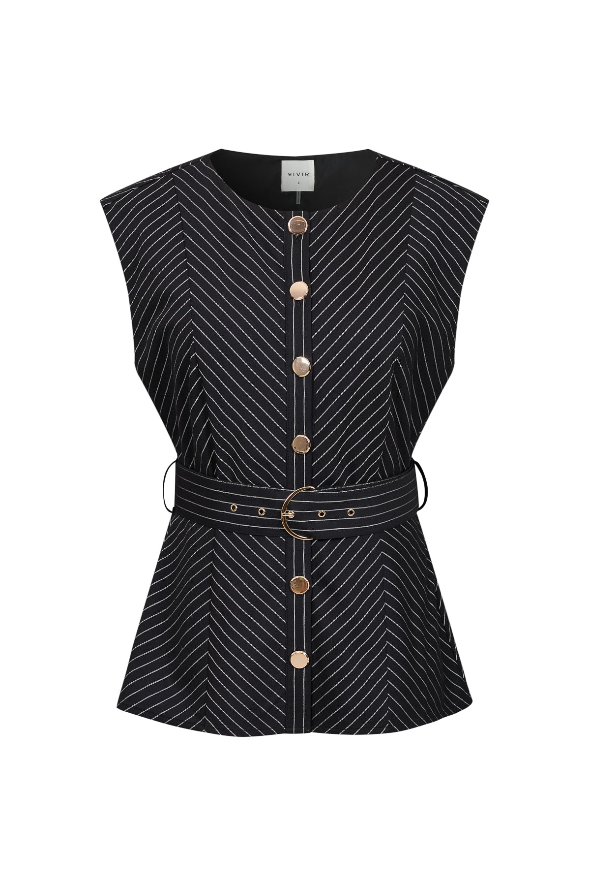 Herringbone Sleeveless Top with Belt