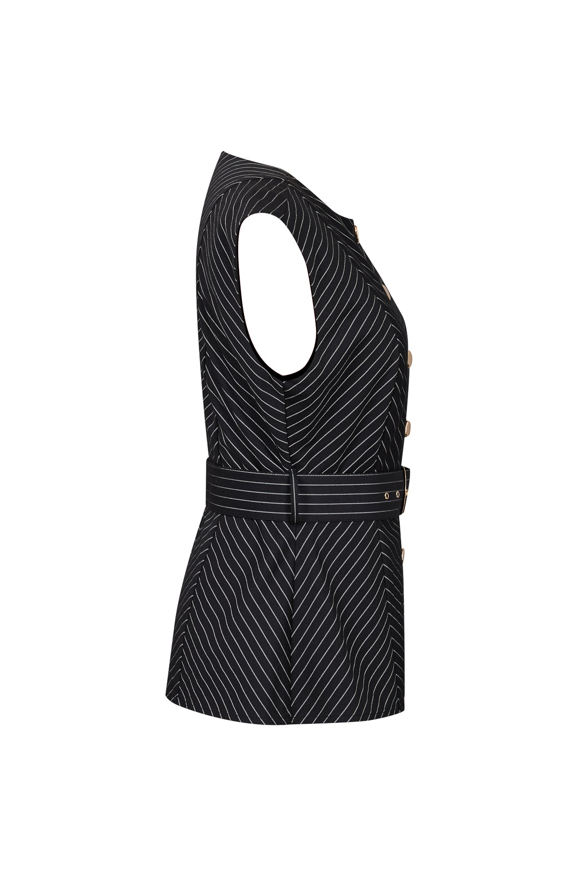 Herringbone Sleeveless Top with Belt