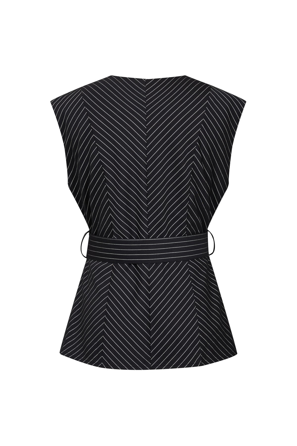 Herringbone Sleeveless Top with Belt