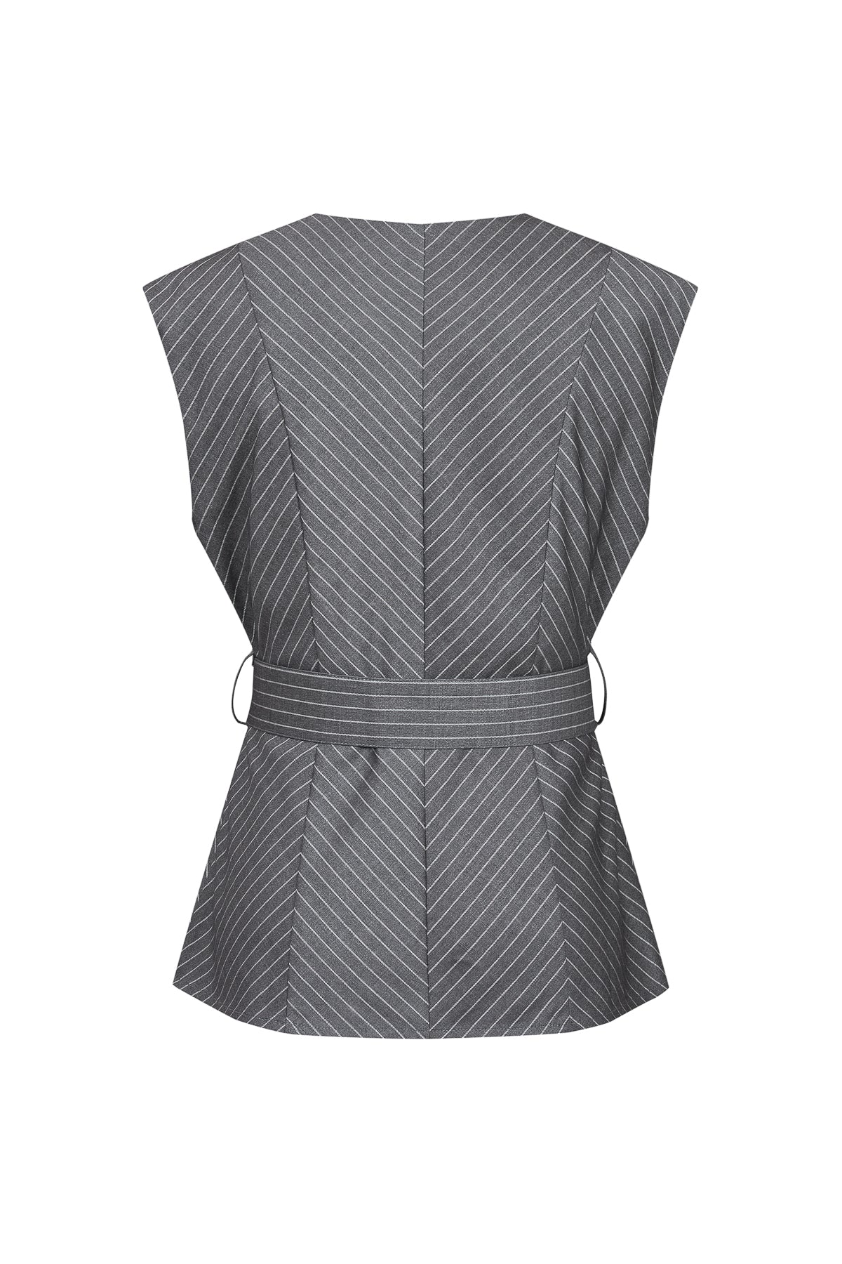 Herringbone Sleeveless Top with Belt