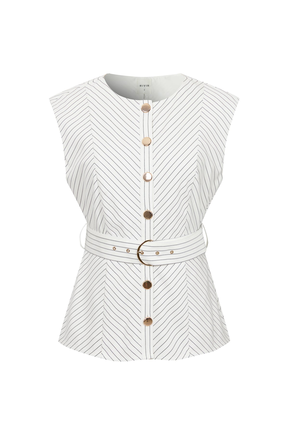 Herringbone Sleeveless Top with Belt