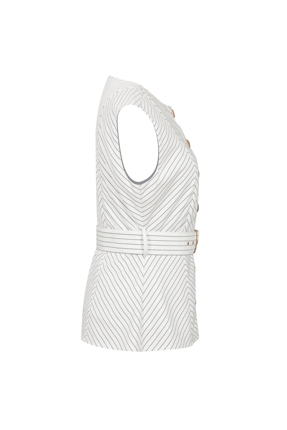 Herringbone Sleeveless Top with Belt