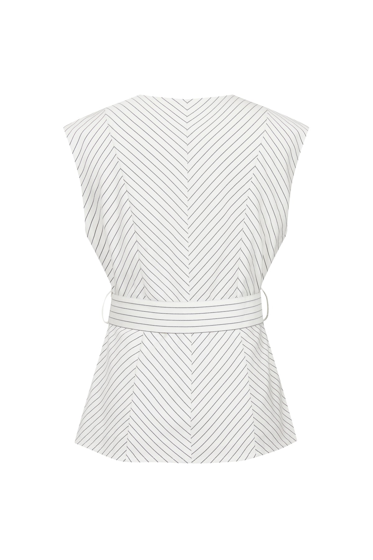 Herringbone Sleeveless Top with Belt
