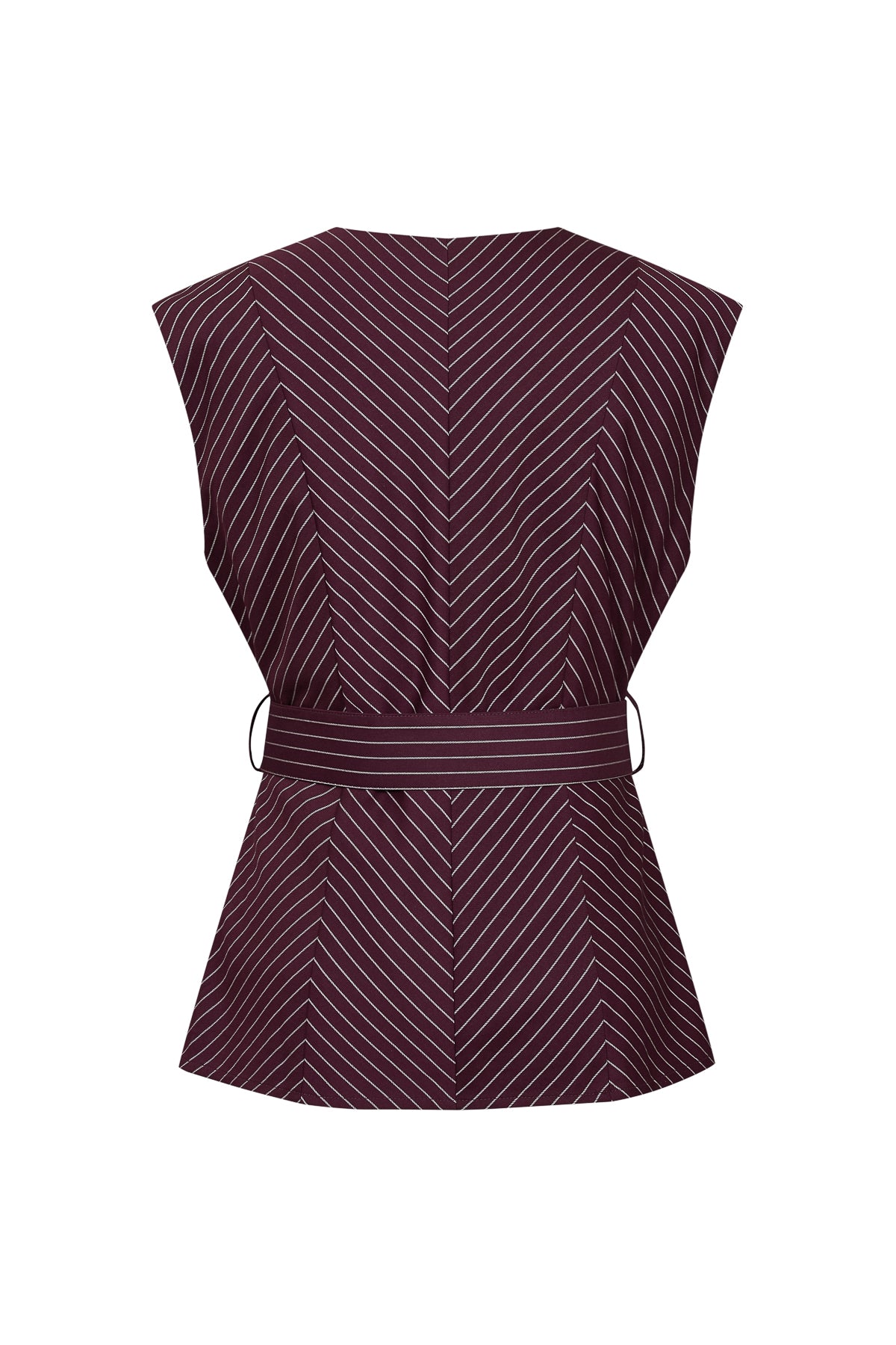 Herringbone Sleeveless Top with Belt