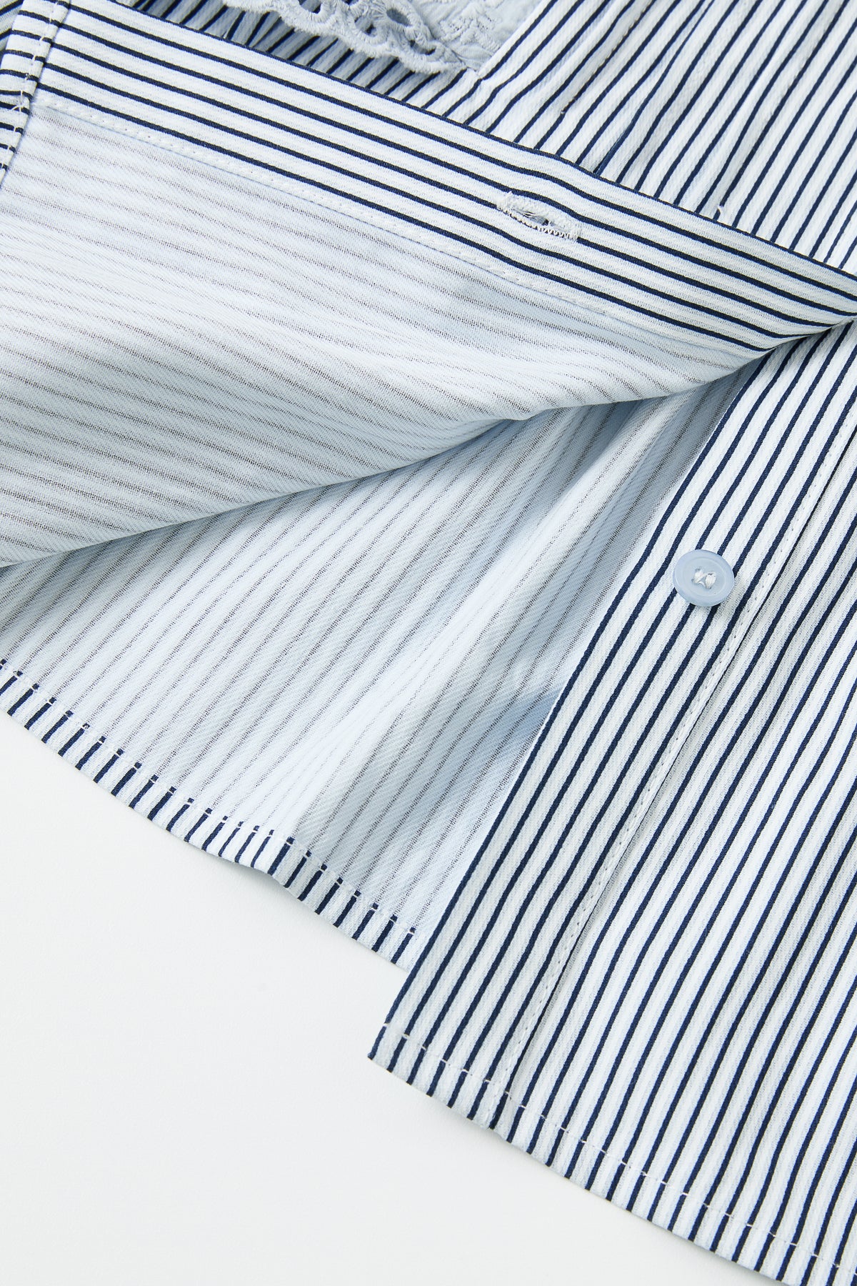 Stripe Sleeveless Pintuck Blouse with Lace Trim