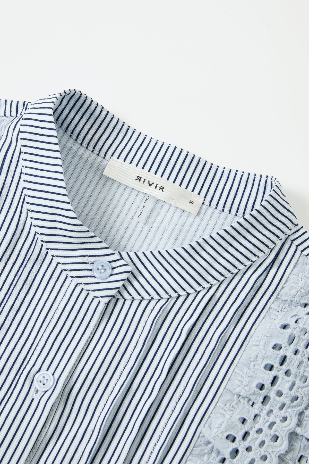 Stripe Sleeveless Pintuck Blouse with Lace Trim