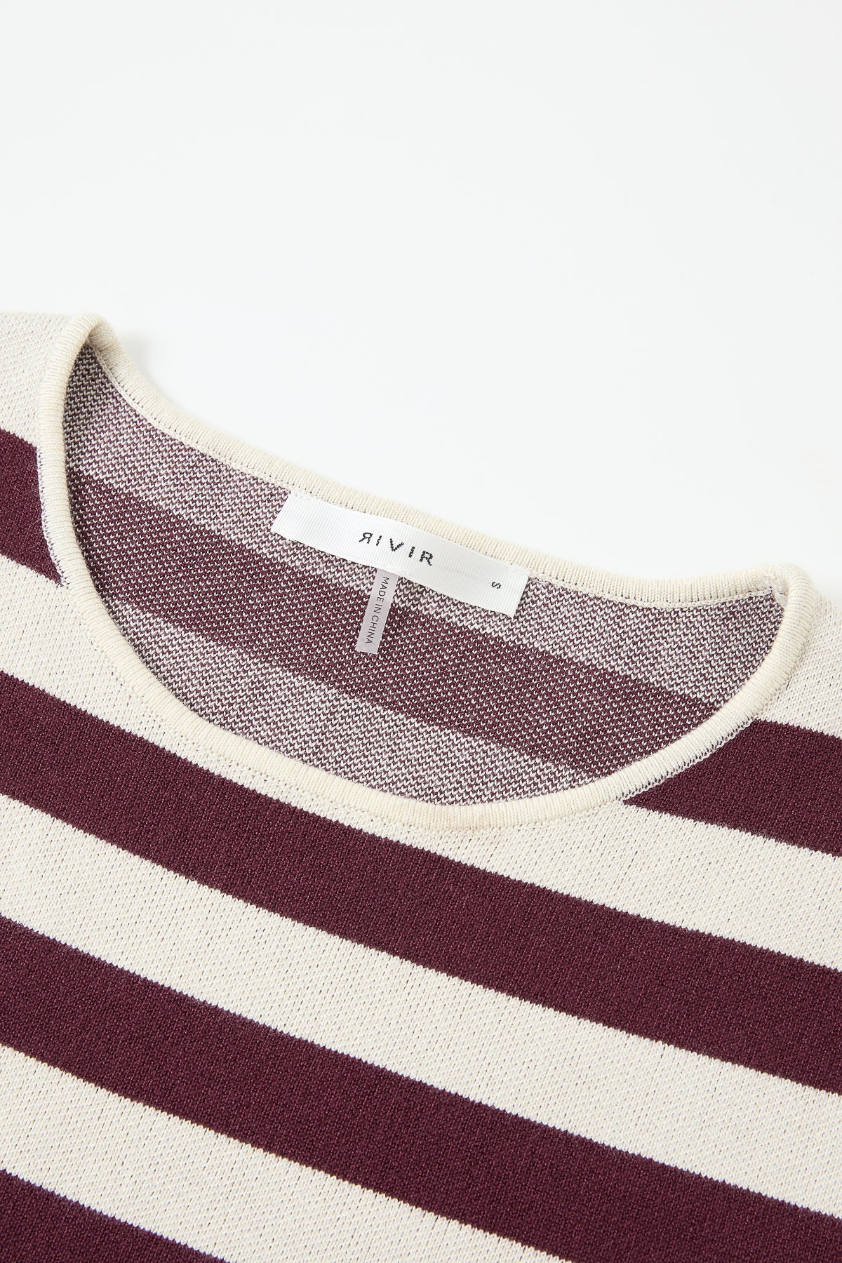Knit Stripe Rope Embellished Short Sleeve Top