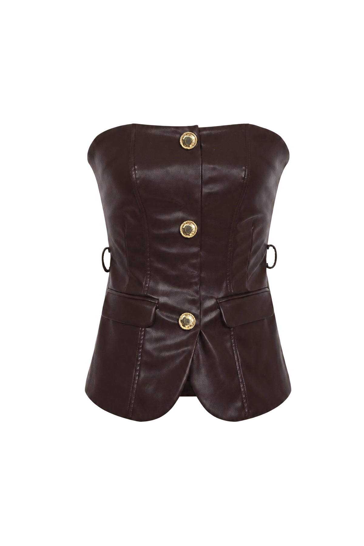Monique Pu Tube Top with Embellished Buttons