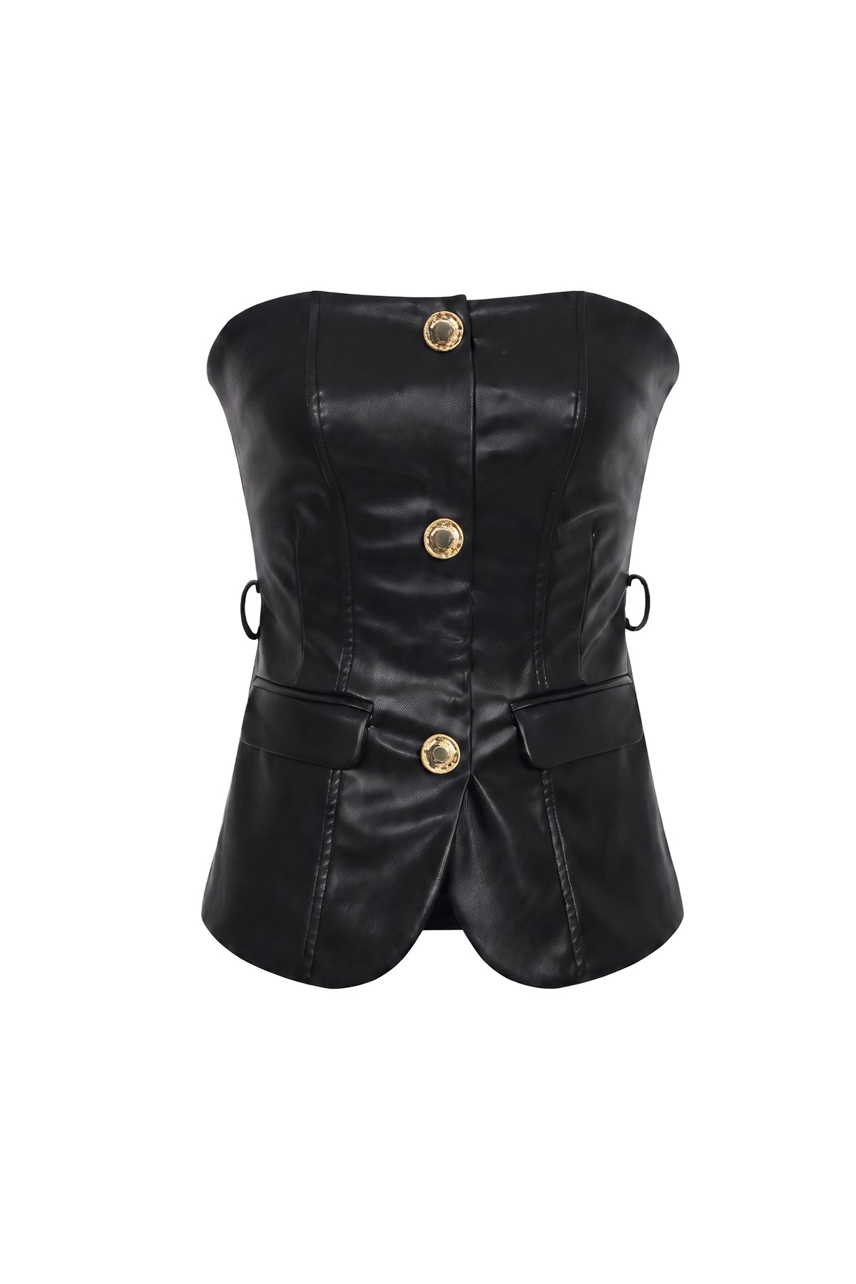 Monique Pu Tube Top with Embellished Buttons