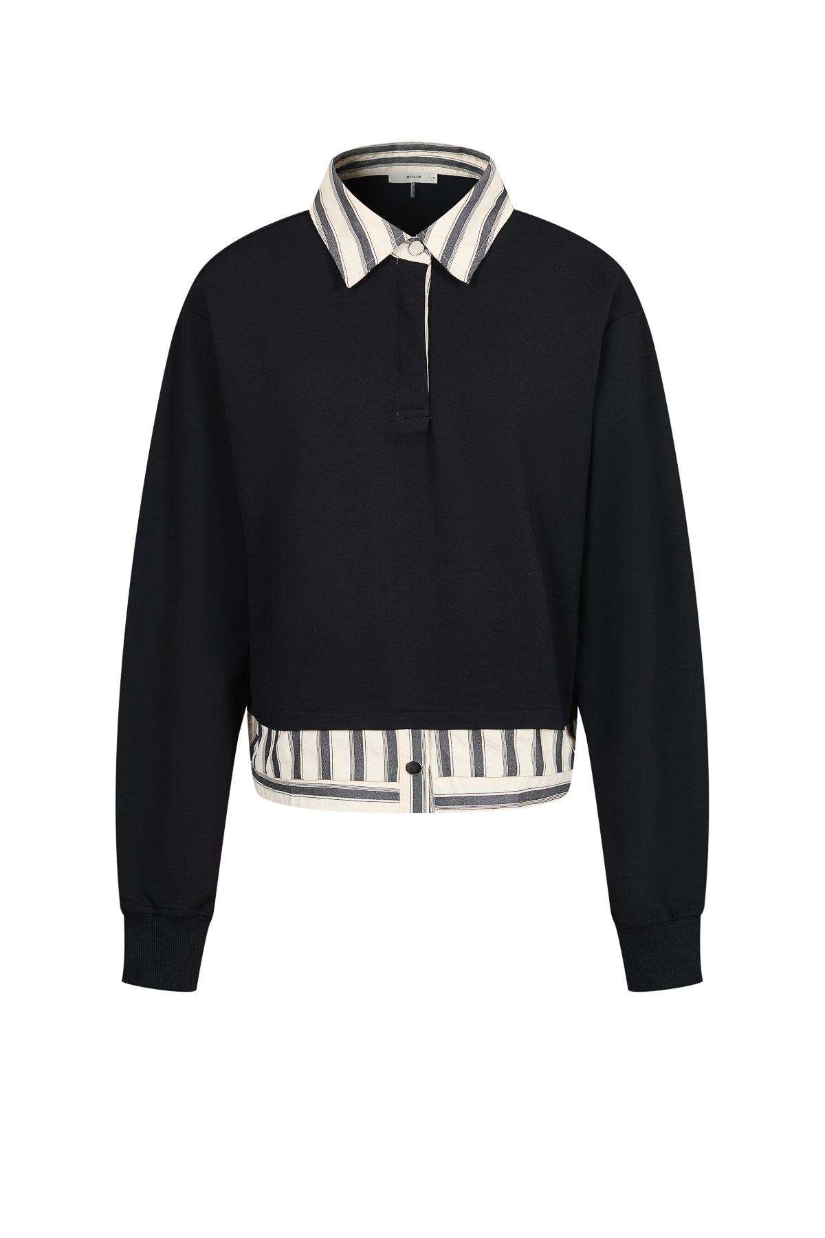 Anette Knit Collar Sweatshirt with Stripe Contrast