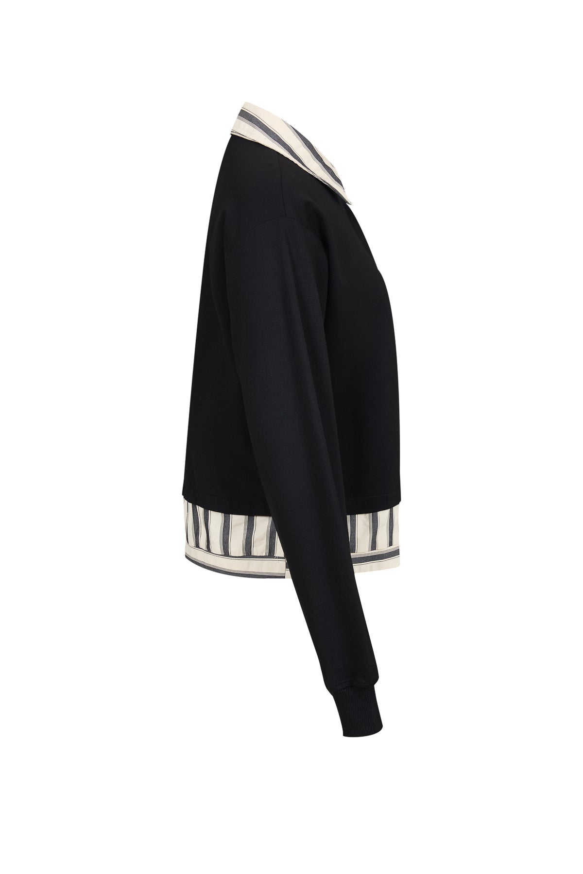 Anette Knit Collar Sweatshirt with Stripe Contrast