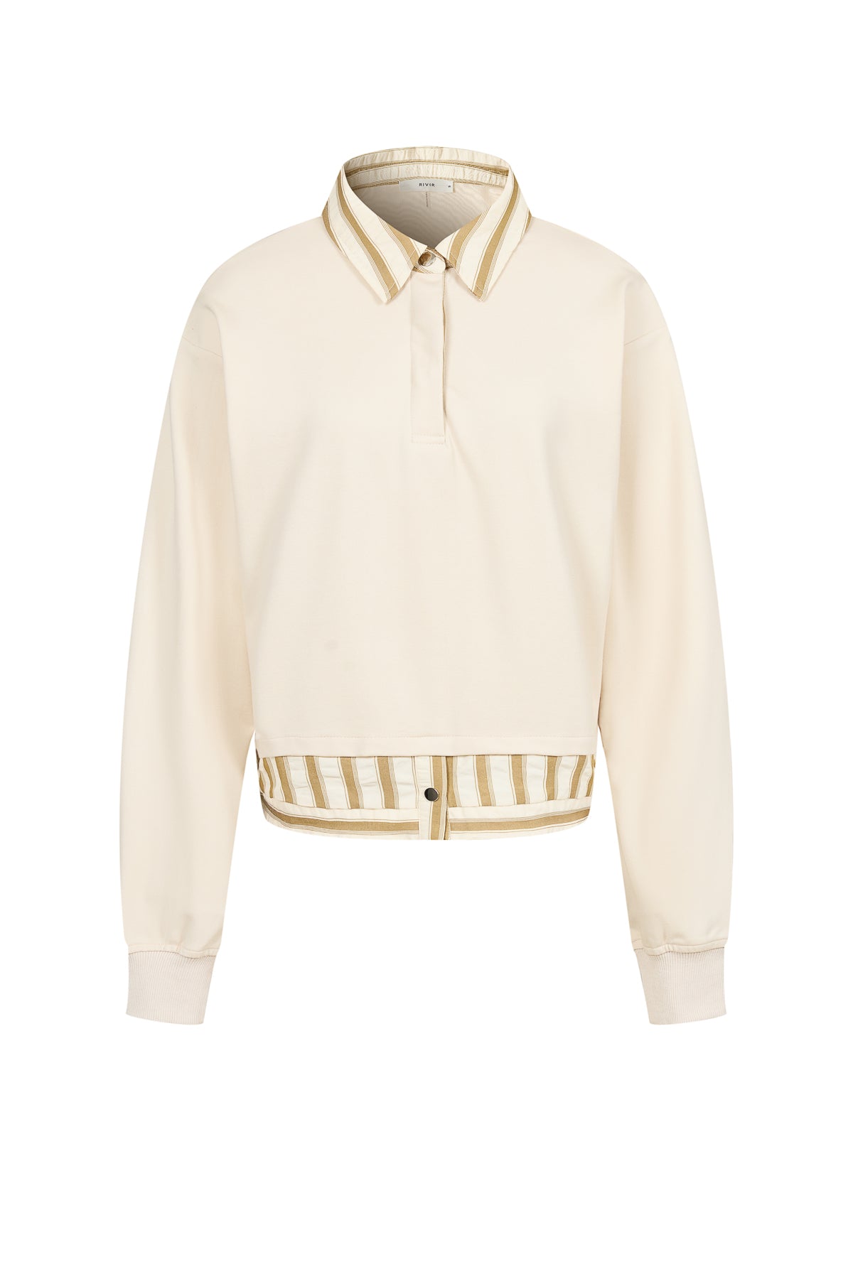Anette Knit Collar Sweatshirt with Stripe Contrast