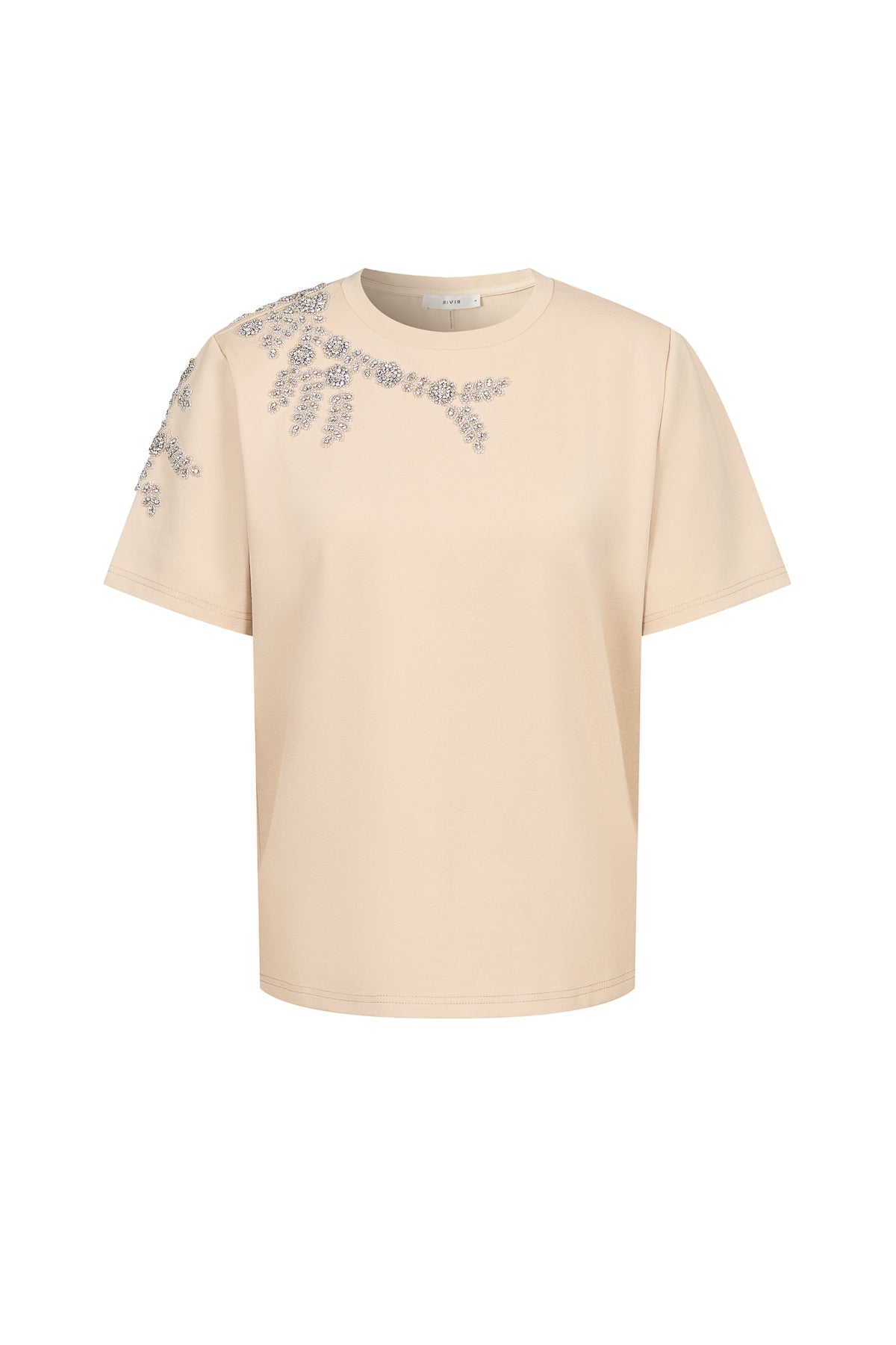 Short Sleeve T shirt With Beaded Applique