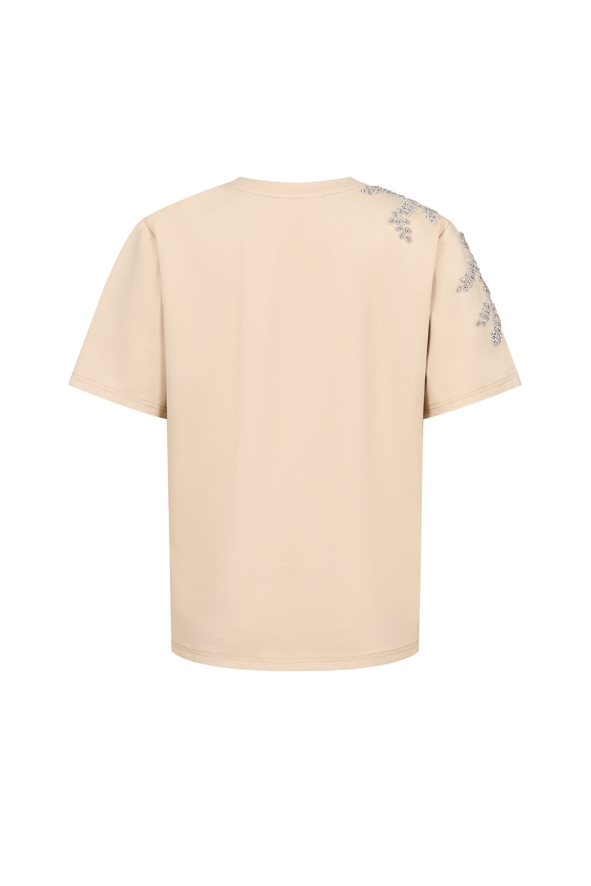 Short Sleeve T shirt With Beaded Applique