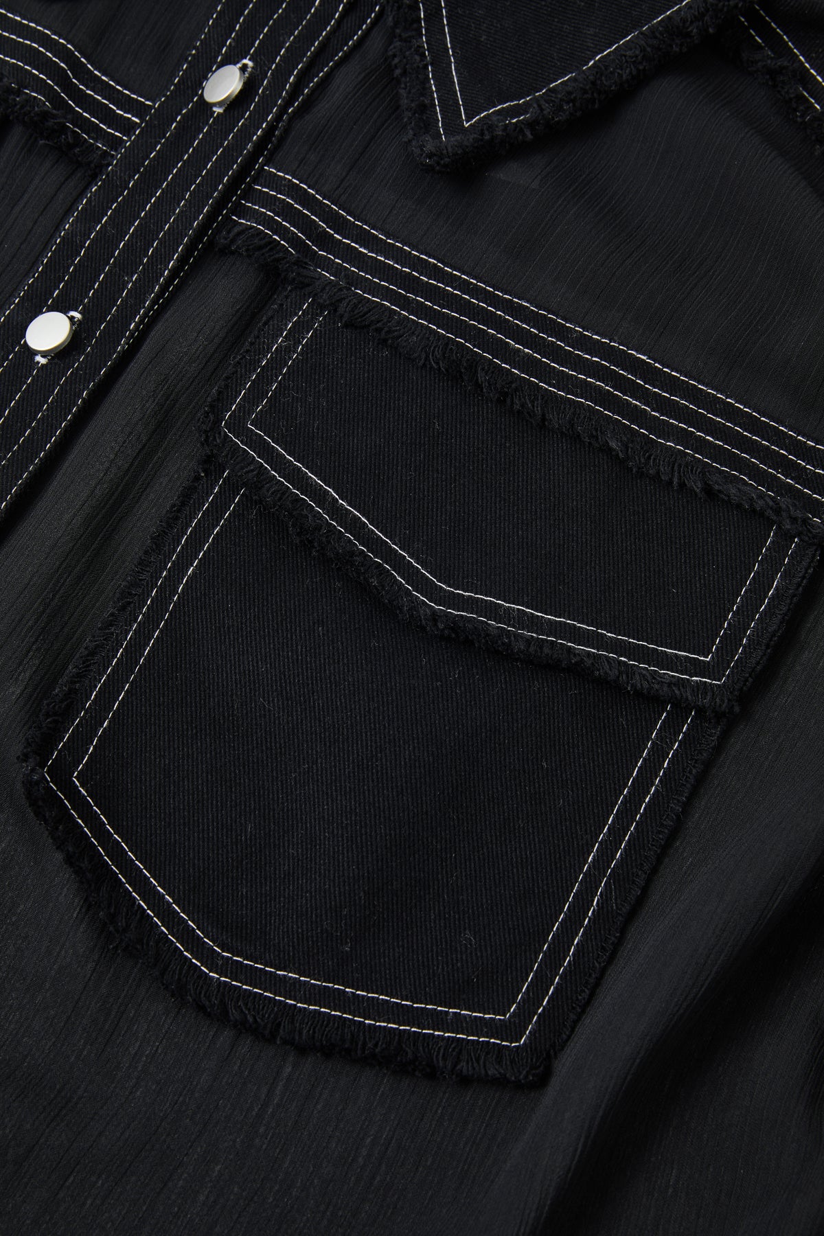 Sheer Shirt with Contrast Stitching