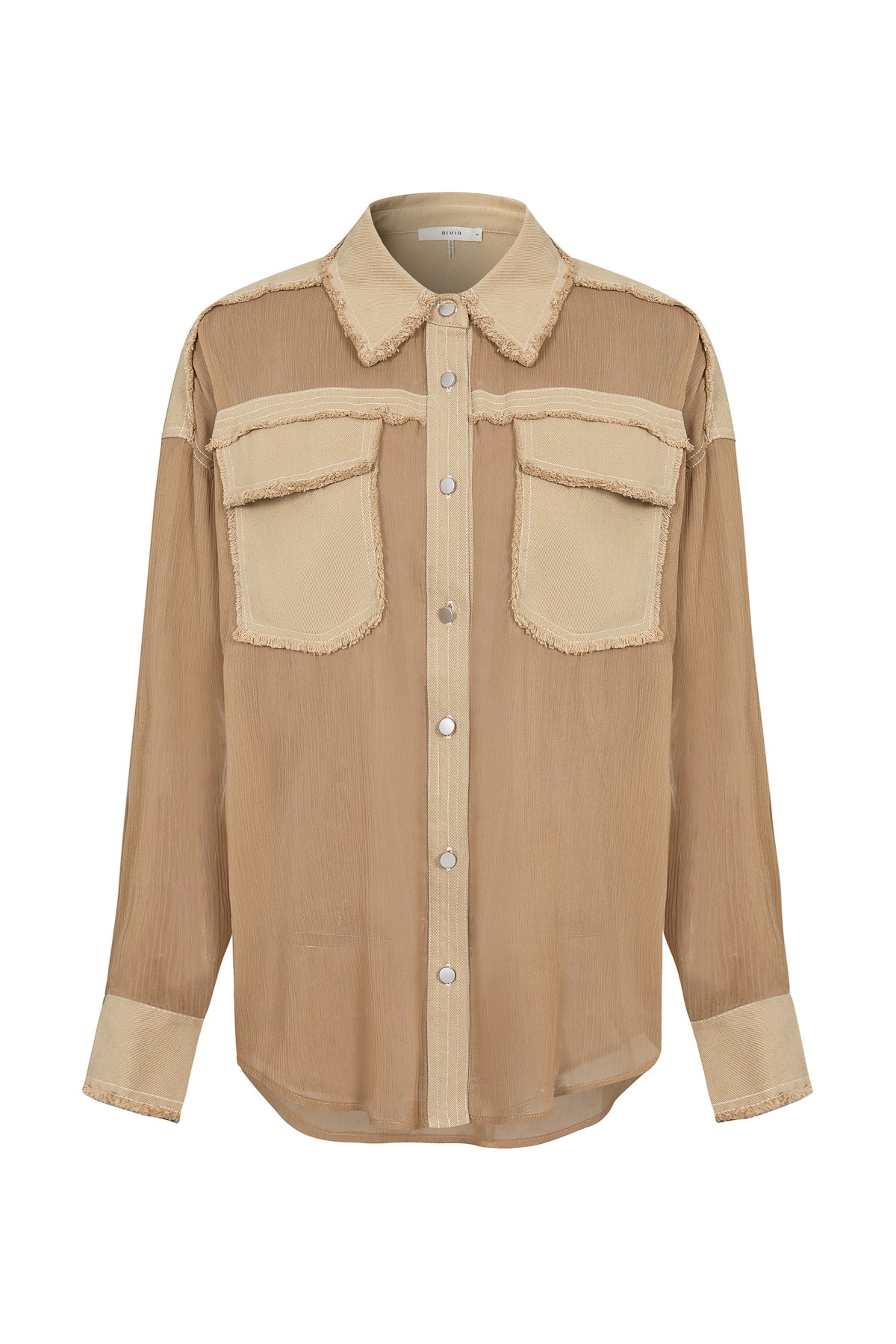 Sheer Shirt with Contrast Stitching