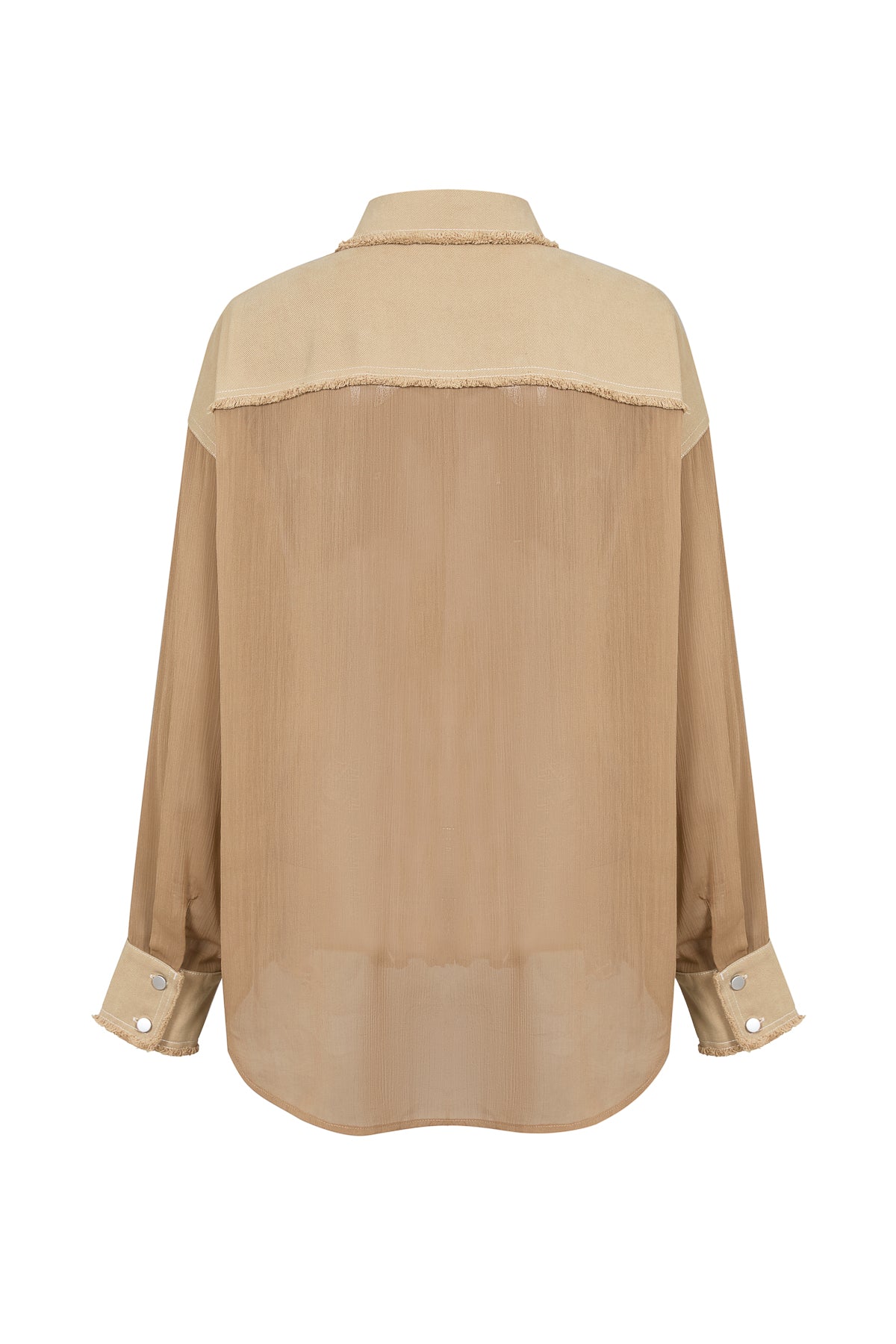 Sheer Shirt with Contrast Stitching