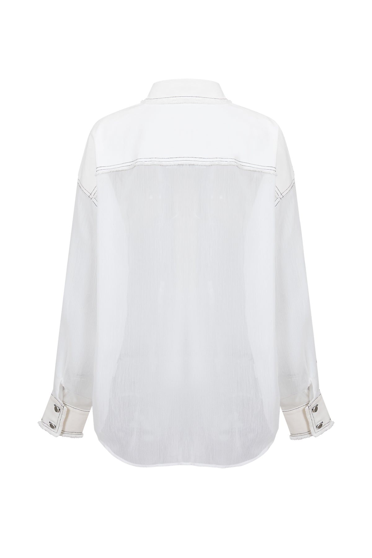 Sheer Shirt with Contrast Stitching