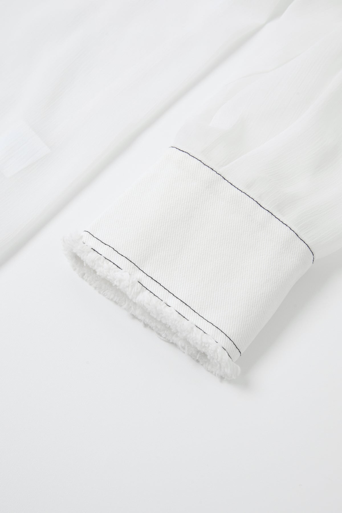 Sheer Shirt with Contrast Stitching
