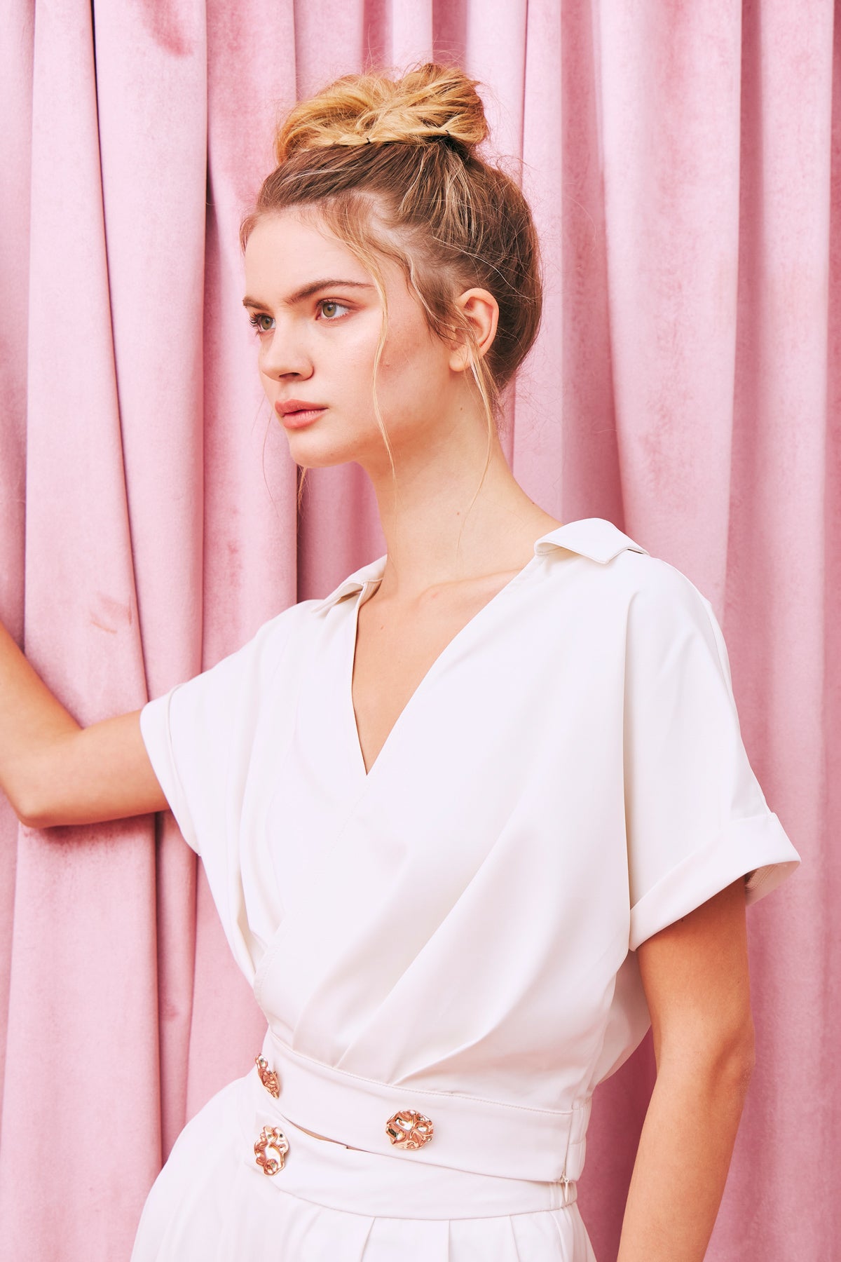 Pleated V Shape Top