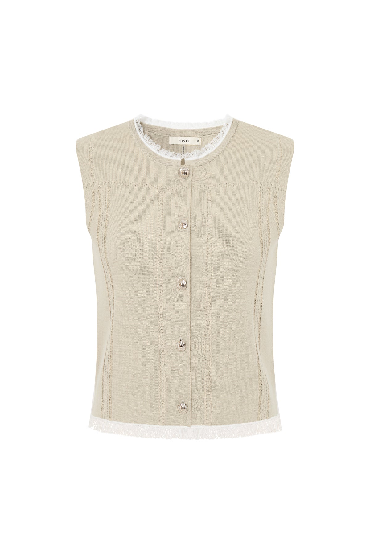 Knit Vest with Fringe Detail
