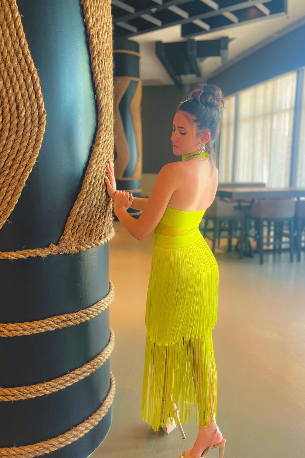 Bandage Halter Fringe Detail Dress