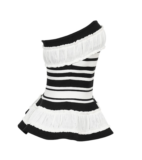 Valentina Sculpted Corset Bandage Stripe Peplum Top