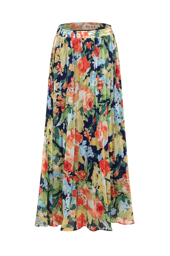 Pleated Printed Skirt