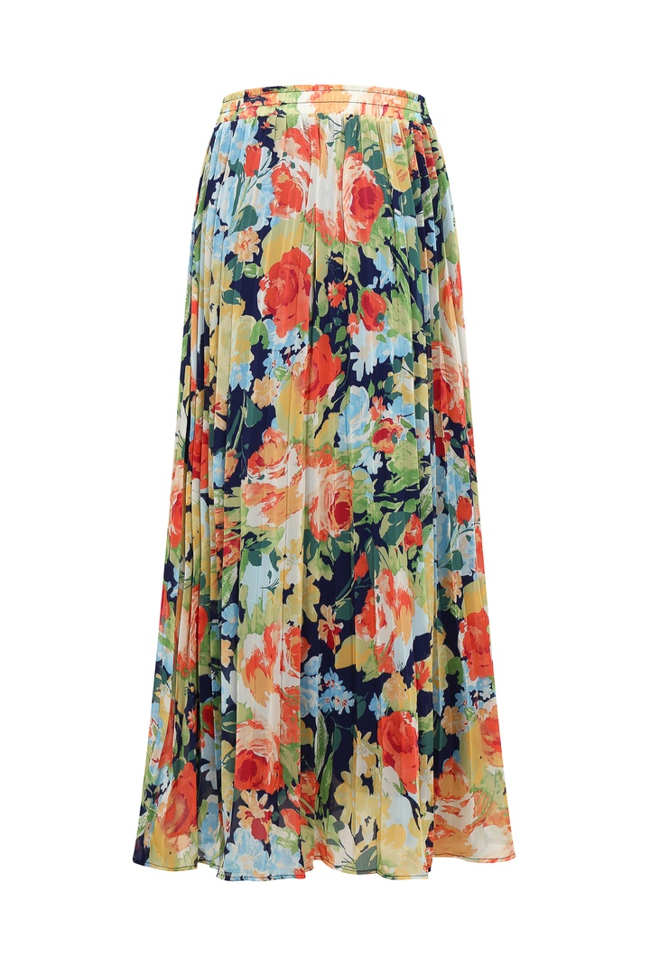 Pleated Printed Skirt