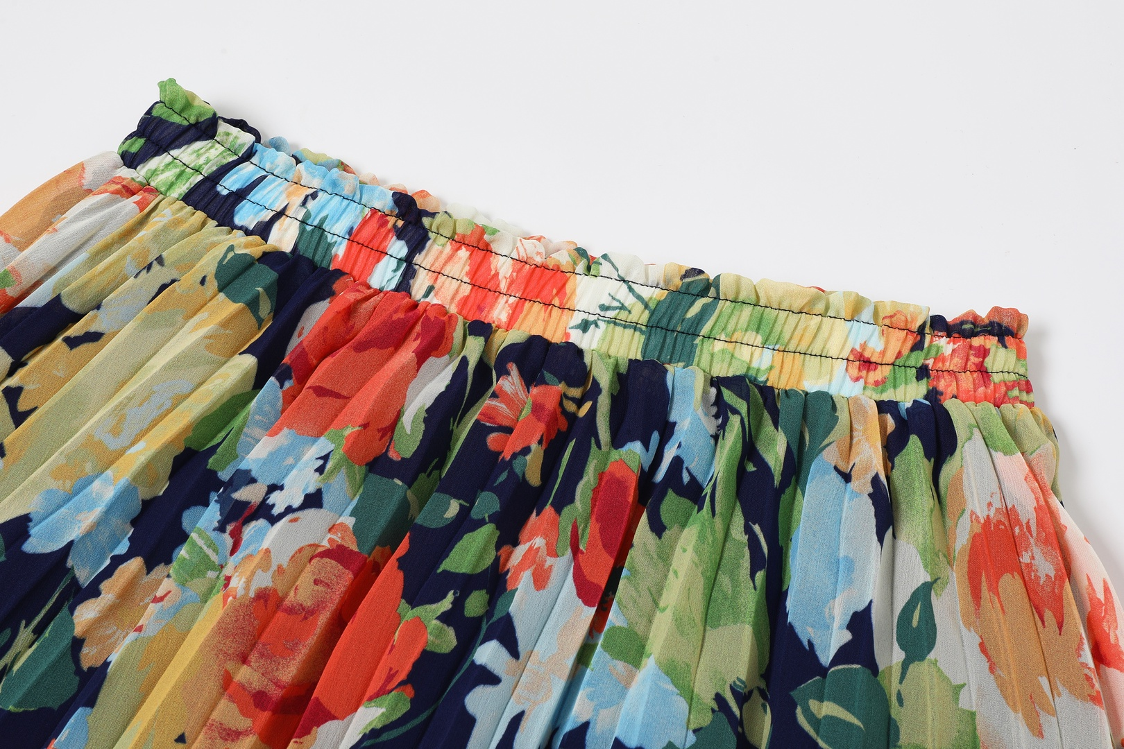 Pleated Printed Skirt